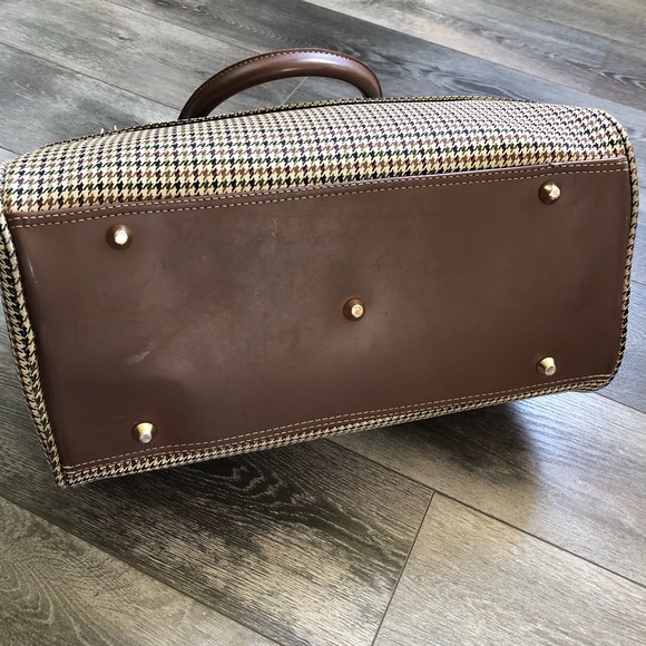 London Fog Chelsea Lites Houndstooth Travel Satchel Bag - Picture 7 of 13